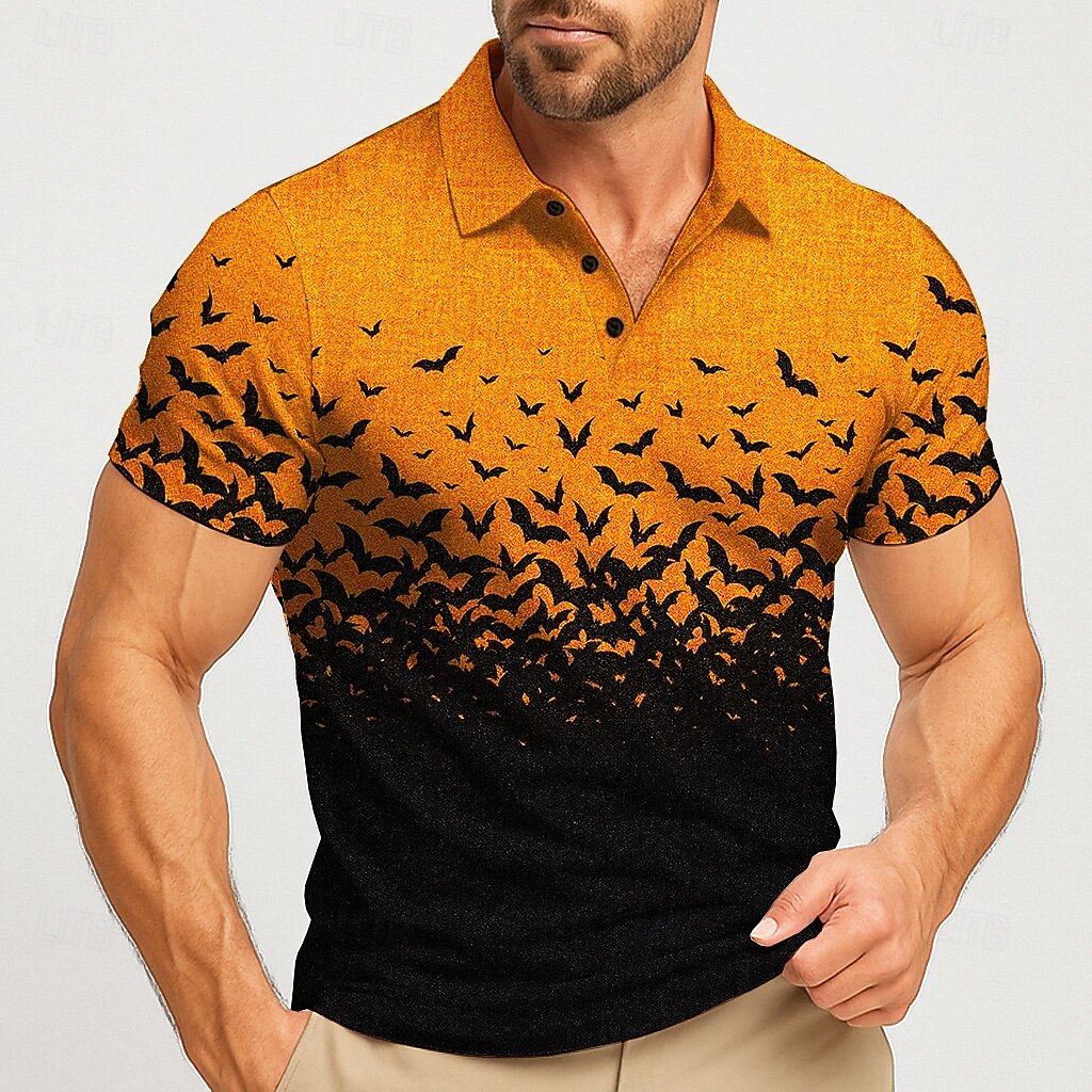 Street Fashion Men 2025 - 2025 Halloween Heren Bat Fashion Poloshirt