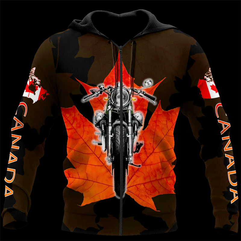 Street Fashion Canada - Canada Esdoornblad 3d Bedrukte Hoodie Mannen